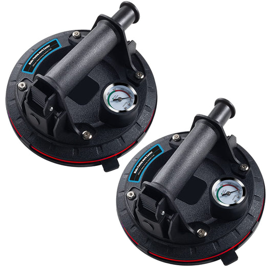 2 Pack 8" Glass Lifter Suction Cup with Manometer Vacuum Suction Cup, Strong Suction Pad - Suitable for heavy glass, tiles, iron plate, slate, suction cups for material transport industry (load about 150kg/330lbs)