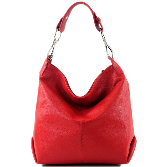 modamoda de T168 Women's Leather Shoulder Bag Handbag Medium handmade in Italy, Color: Red