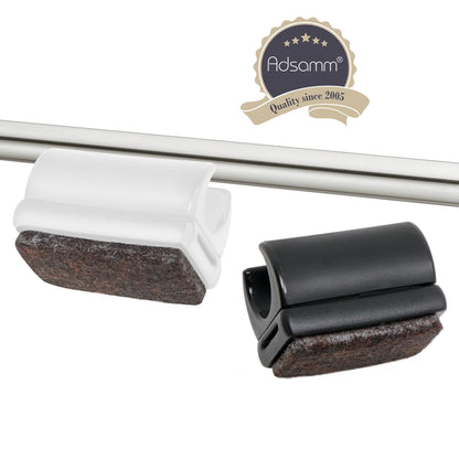 Adsamm® / 32 x clamping shell glides with felt / Black / ø 9-10 mm / Round / Shell glides with interchangeable felt for steel tube chairs
