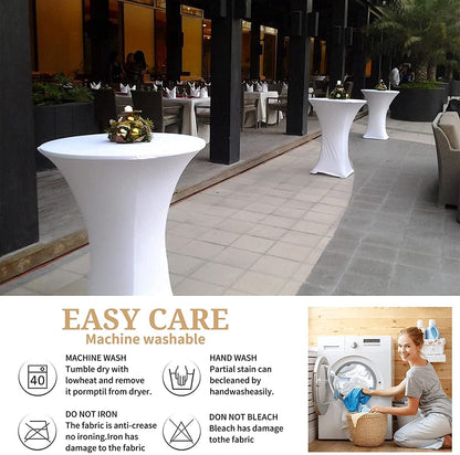 6-pack stretch high-top table covers for cocktail tables, round tablecloth for weddings, Ø60-65cm / Ø70-75cm / Ø80-85cm (Anthracite, Ø60-65cm, White)