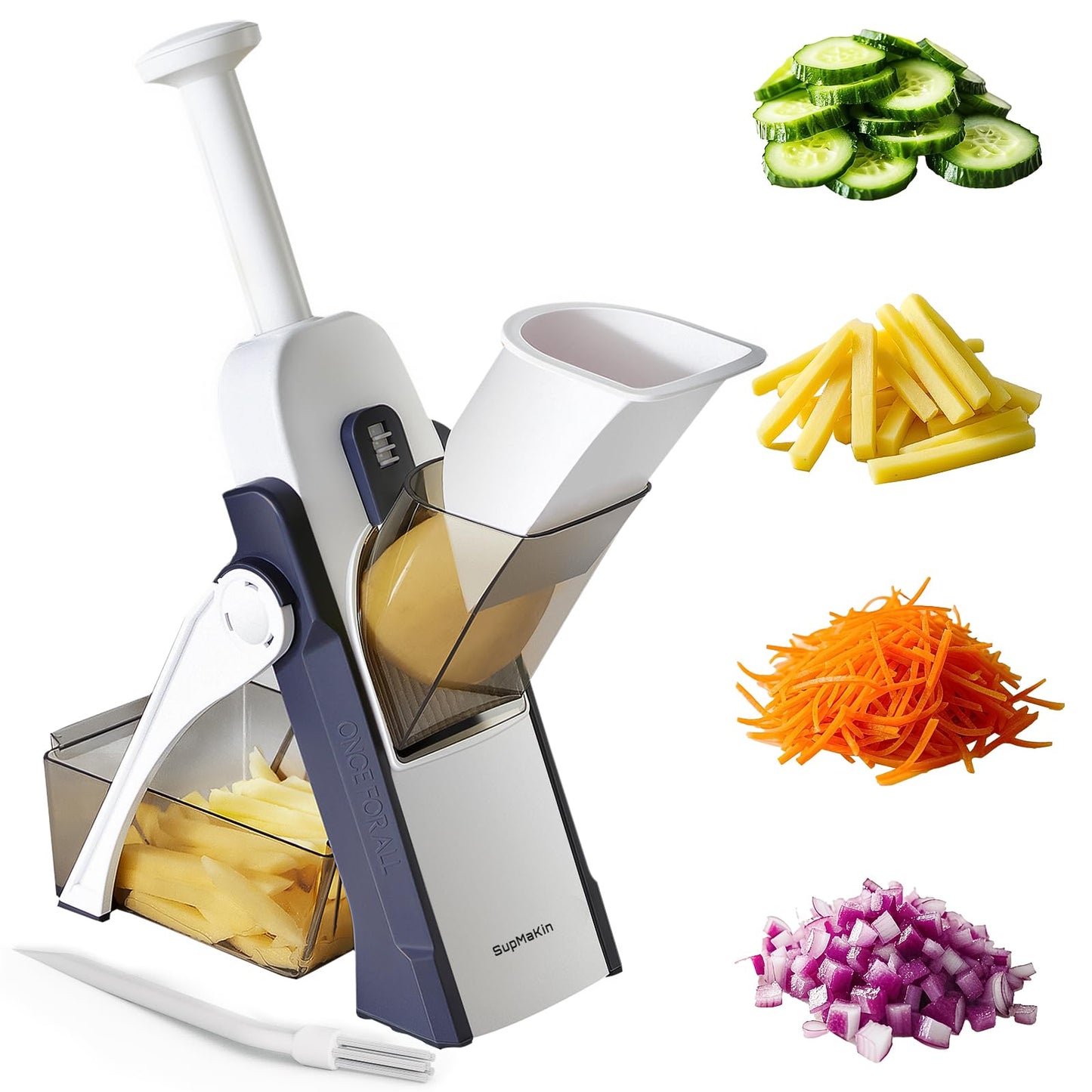 SupMakin Vegetable Slicer, One-Stop Adjustable Vegetable Mandoline Slicer Potato Slicer Cucumber Slicer