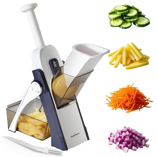 SupMakin Vegetable Slicer, One-Stop Adjustable Vegetable Mandoline Slicer Potato Slicer Cucumber Slicer