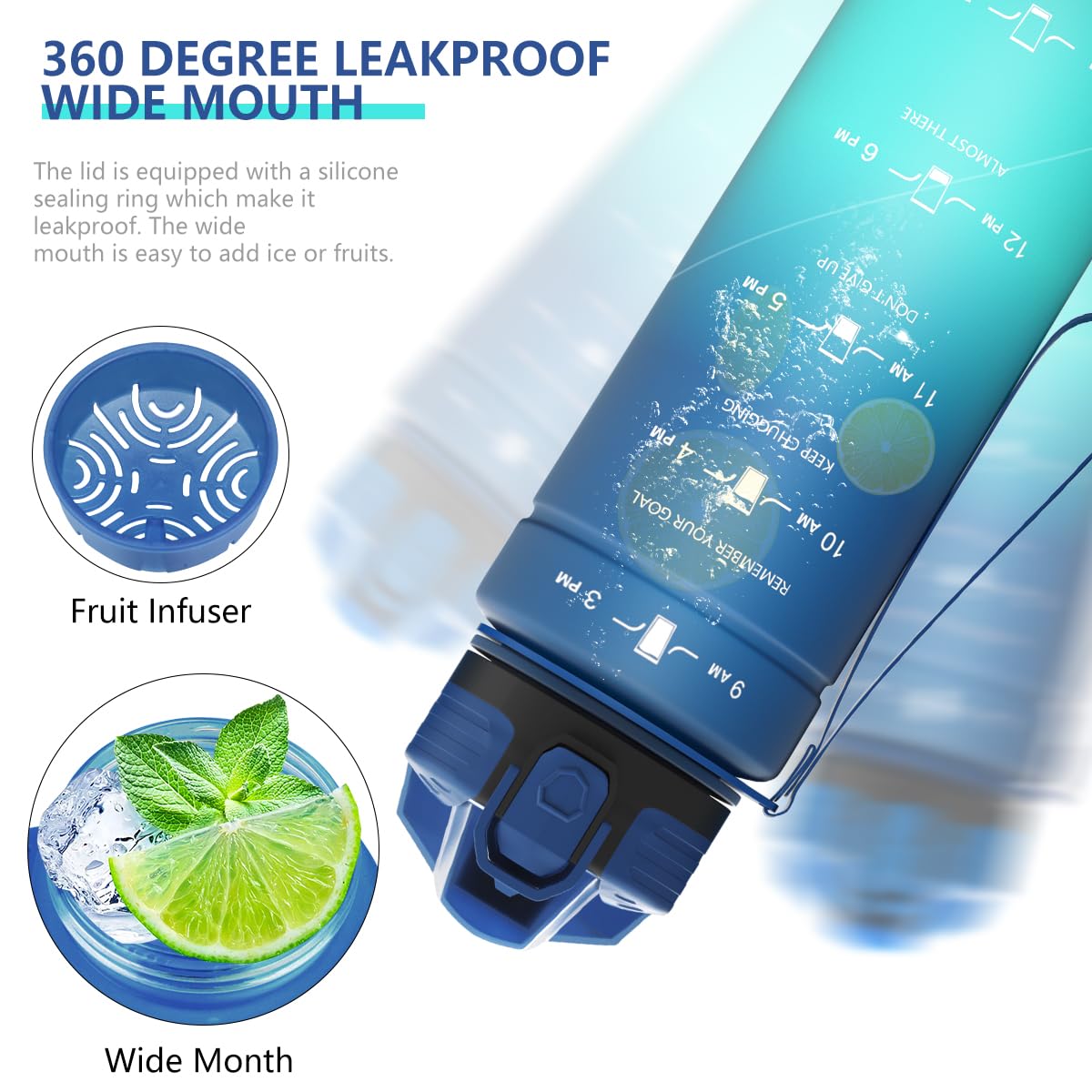 Zounich kids water bottle with leak-proof design. BPA-free, made of tritan plastic. Perfect for sports, biking, school, and even carbonated drinks. Dishwasher safe.