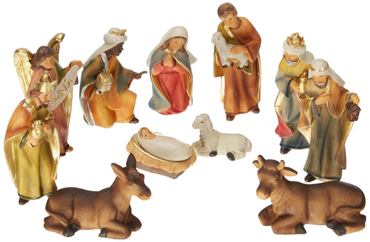 Riffelmacher 78462 - Nativity figures, set of 11, size of each figure 8 - 11 cm, made of polyresin, Christmas nativity scene, stable, decoration, Christmas, Advent.