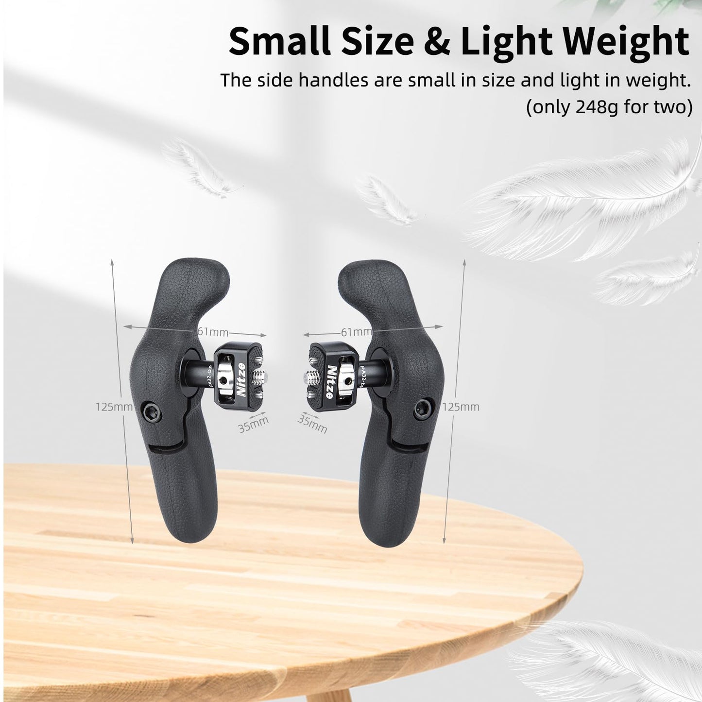 Nitze Side Handle, side handle kit with 1/4" screw and removable positioning pins for smartphone/iPad/monitor/camera cages - PA32D