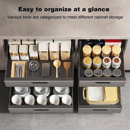 IGTOPS 2 Piece Telescopic Drawer, Pull-Out Drawer Storage Shelves for Kitchen Cabinets, Extendable Pull-Out Drawer (30cm W x 43cm D x 9cm H), No Drilling or Nailing Required