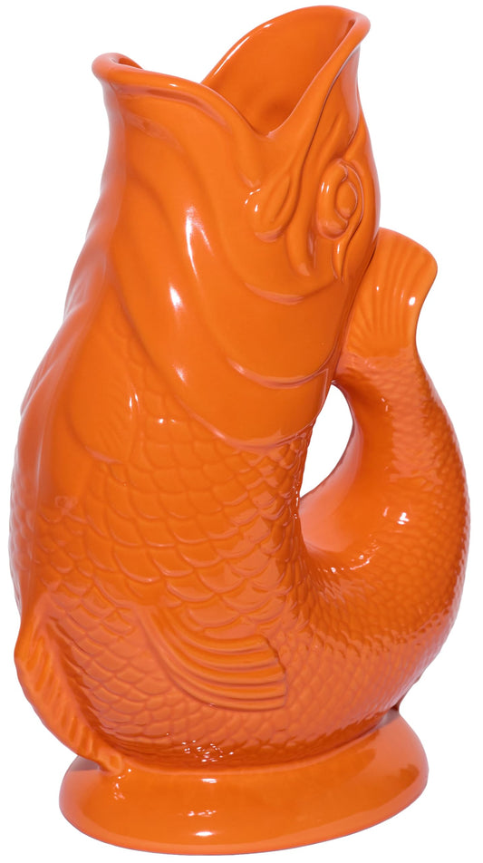 Gluggle Jug XL Orange - 1.2L - Original Gluggle Jug from England - Water jug with glugging sound - Handcrafted and shiny - Iconic jug as vase or decanter.