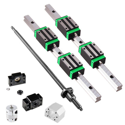 GooEquip Linear Guide HGR15 1500mm Linear Rail with 4PCS Slider Block + 1PCS SFU1605 1500mm Ball Screw with Ball Nut, BF12/BK12 Support, DSG16H, Coupling for 3D Printer CNC Machine.