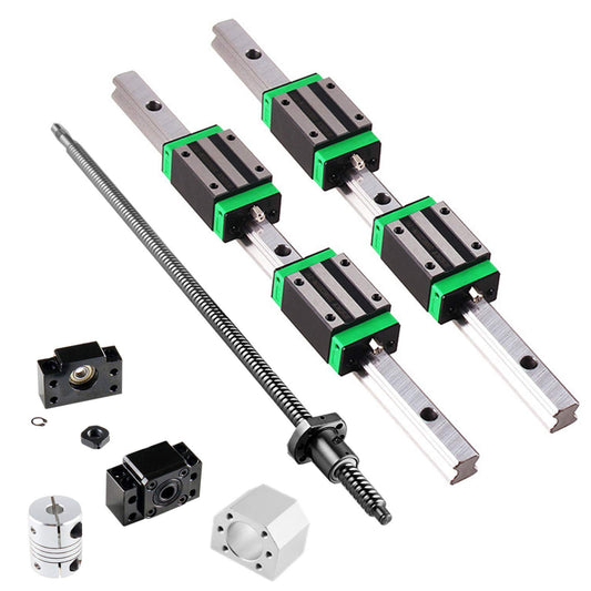 GooEquip Linear Guide HGR15 1500mm Linear Rail with 4PCS Slider Block + 1PCS SFU1605 1500mm Ball Screw with Ball Nut, BF12/BK12 Support, DSG16H, Coupling for 3D Printer CNC Machine.