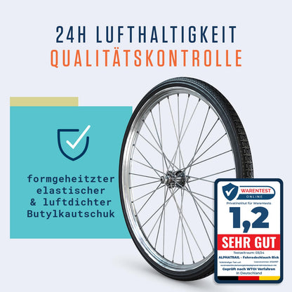 AlphaTrail bike tube Rick 28 inch SV French valve 2x set with mobility guarantee | Compatible with bike tires Schwalbe, Continental, Conti, Michelin, Kenda & Maxxis bike tube.