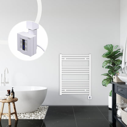 anapont electric bathroom radiator 775x400 - white straight - timer function - towel radiator - electric bathroom heating - towel heater - Made in Germany