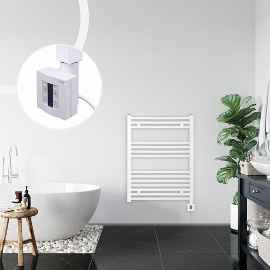 anapont electric bathroom radiator 775x400 - white straight - timer function - towel radiator - electric bathroom heating - towel heater - Made in Germany