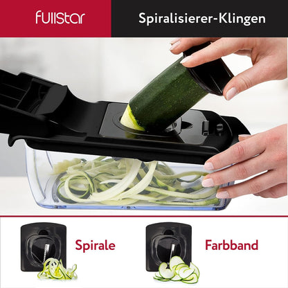 Vegetable cutter spiralizer mandoline - Vegetables Chopper Onion Potato Fruit Slicer (4-in-1 - Black)