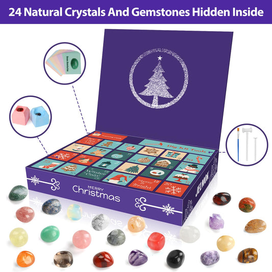 Advent calendar 2024 for kids Crystals, 24 days of Christmas Advent calendar countdown surprises, Natural gemstones the best gift for boys, girls, and geology enthusiasts (#4)