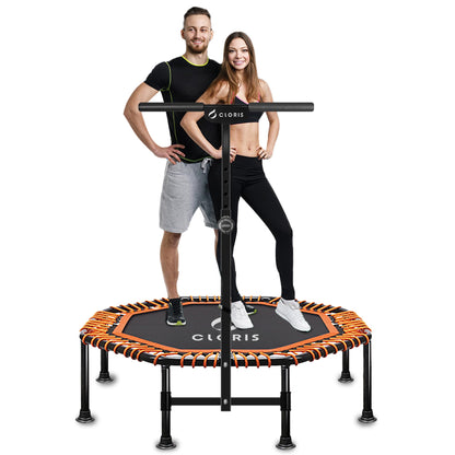CLORIS 101.6 cm foldable fitness trampoline - maximum load 400lb, mini-rebounder with adjustable foam handle for kids and adults, indoor/outdoor, fitness, body exercise (Orange)