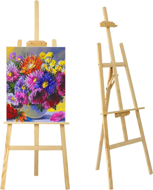 MorNon 2pcs Wood Easel Large Studio Easel Adjustable Tripod Easel Field Easel Wooden Easel Canvas Stand for Kids and Adults