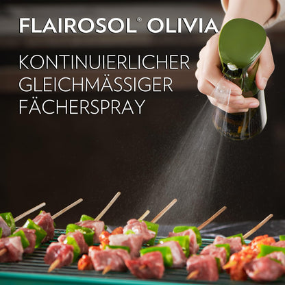 FLAIROSOL OLIVIA 200ml glass oil sprayer - Continuous oil spraying technology with portion control - Versatile oil mister for cooking, salads, grilling, baking, and more scenarios (Green)