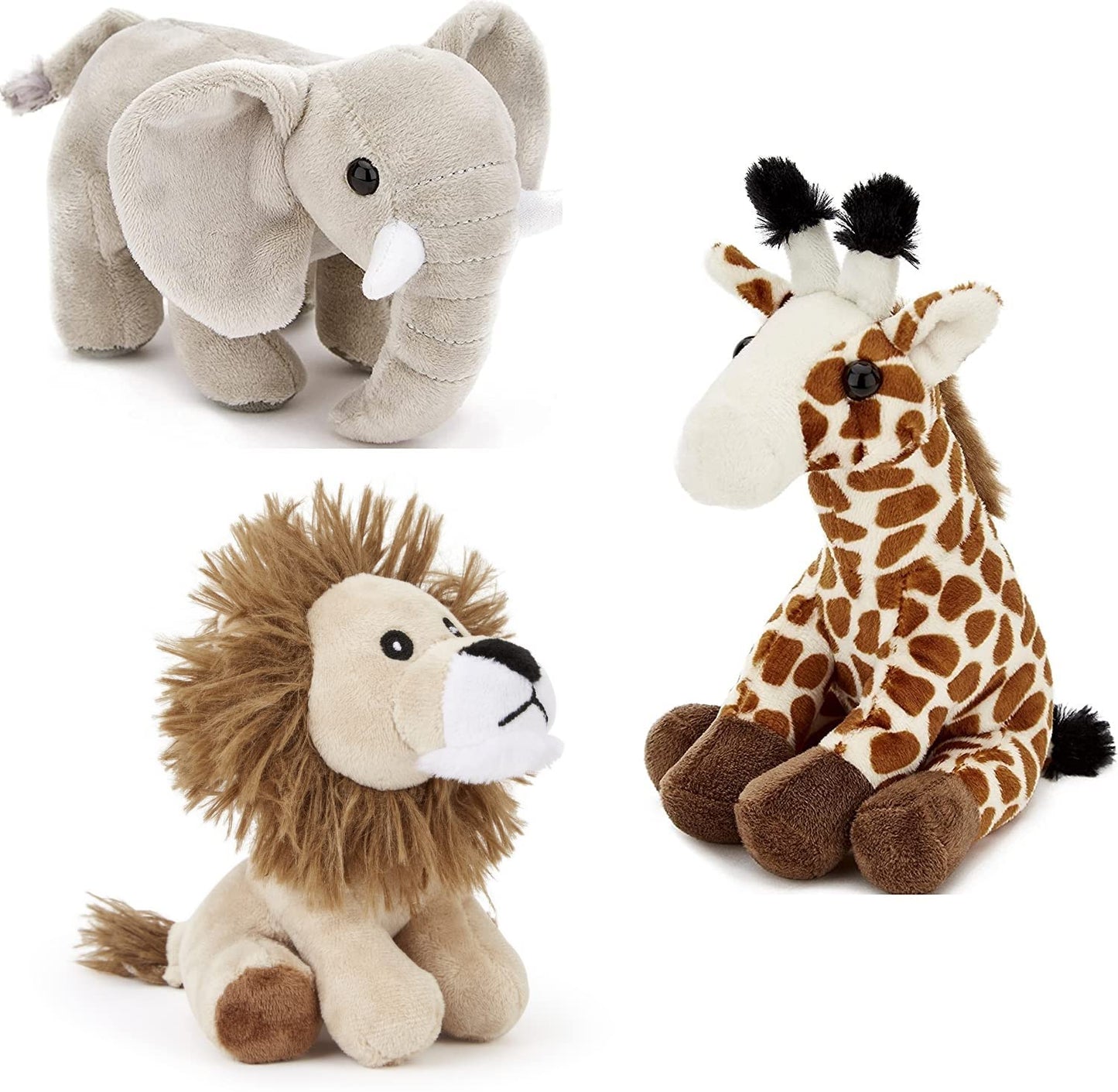 Zappi Co Kids Cuddly Plush Toy - Perfect cuddly playmates for children's birthdays and special occasions (12-15cm) (Elephant + Giraffe + Lion)