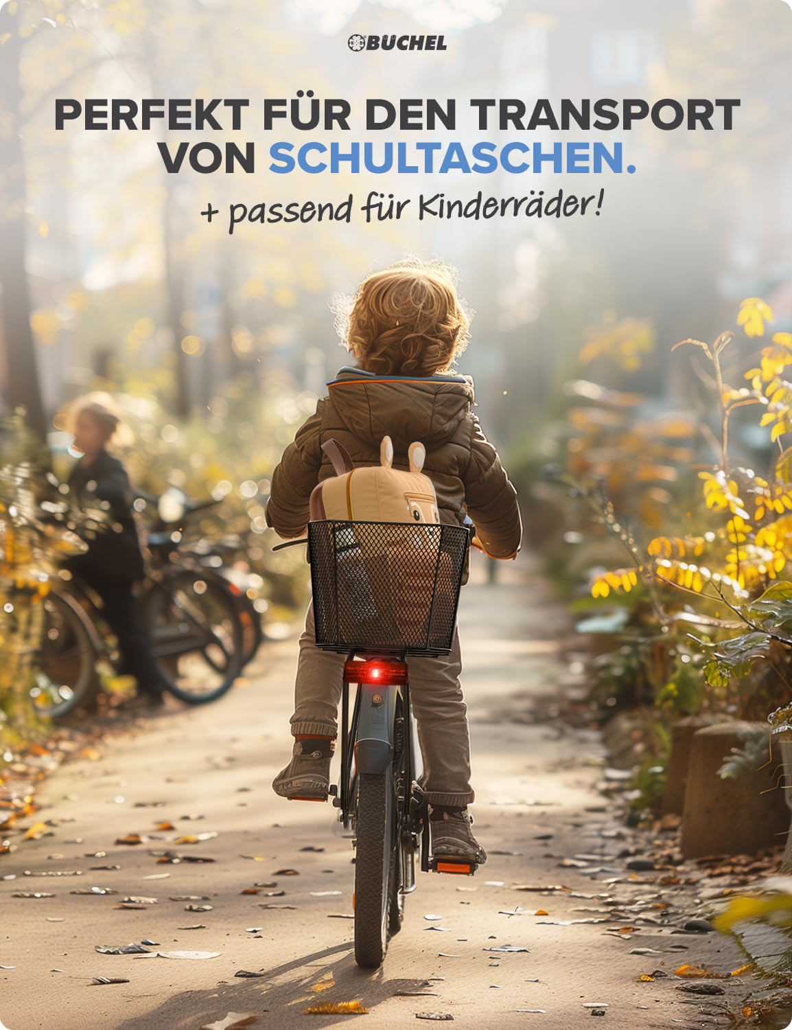 BÜCHEL Rear Bike Basket | XXL Jumbo Pro with mounting material for bicycle luggage rack | up to 10kg load capacity | Bike basket for children's bike