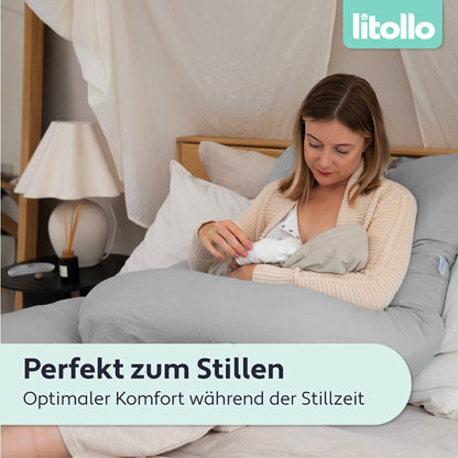 Litollo Pregnancy Pillow for sleeping, nursing pillow, U-shaped side sleeper pillow with cover, comfort pillow for adults - Pregnancy Pillow 140x80cm.