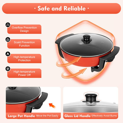 1300W 6L Electric Hot Pot Twin Cooker Fire Pot Yin Yang Hotpot 2 Sided Soup Pot, Electric Stewpan Wok Pan, Hotplate, Non-Stick Chinese Hotpot