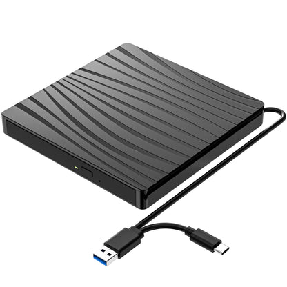 QDSYLQ External DVD Drive, USB 3.0 & Type-C Portable CD DVD +/-RW Burner Optical Drive External DVD Drive for Laptop, PC, Desktop, MacBook, iMac, Windows 11/10/8/7/XP/Linux/Vista/MacOS