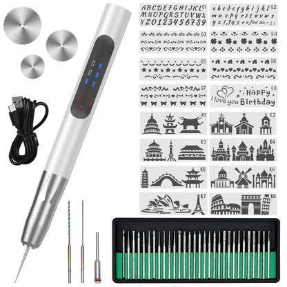 Engraving Pen: USB Rechargeable Engraving Tool Kit - Electric Mini Engraver Engraving Tool for Jewelry Glass Wood Plastic Metal Stone