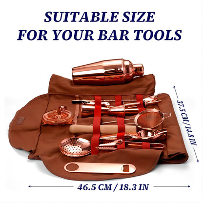 Travel Bartender Kit Bag, 17-piece Bar Tool Set, Professional Cocktail Bar Set, Portable Waxed Canvas Bar Kit Bag with Shoulder Strap for Bartenders, Parties, Camping trips.