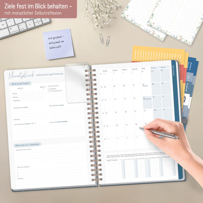 Häfft® Teacher Planner 2025/2026 A4 + Deluxe "Poppy" Hardcover Teacher Planner large, school year planner with spiral binding, school planner - sustainable & eco-friendly