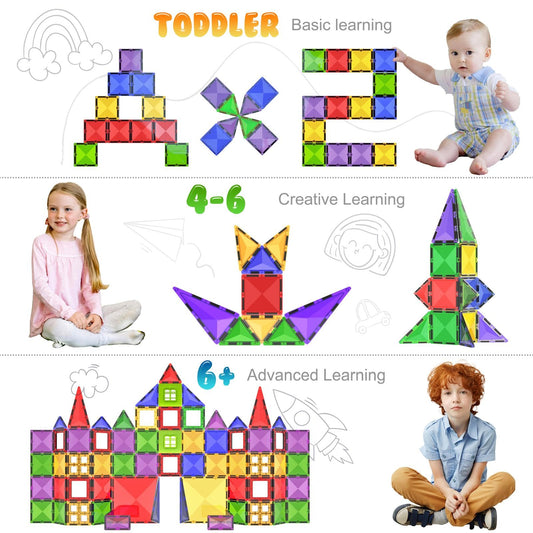 Desire Deluxe Magnetic Building Blocks Montessori Toy for Kids, Magnetic Blocks for Boys and Girls, Ages 3 4 5 6 7 8, 57pc Set