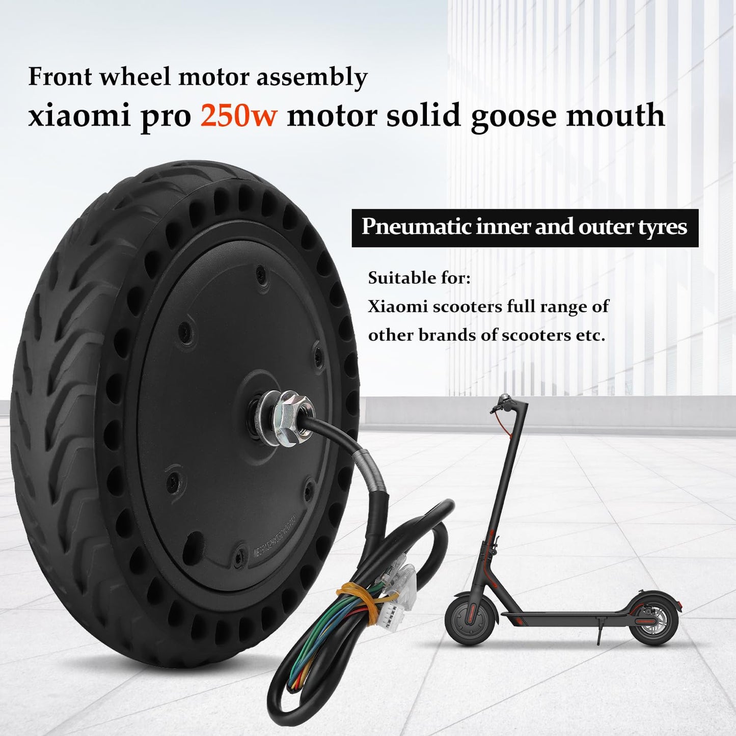 Yungeln Scooter motor with solid rubber tires 36V 250W motor compatible for Xiaomi M365, 1S, Essential electric scooter.