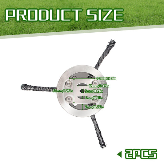 Ellxen 2 Pieces Steel Wire Grass Trimmer Head, Cutter Weed Trimmer Wire Blade for Garden Grass Trimmer Head Lawn Mower Electric Tool (3 Heads)