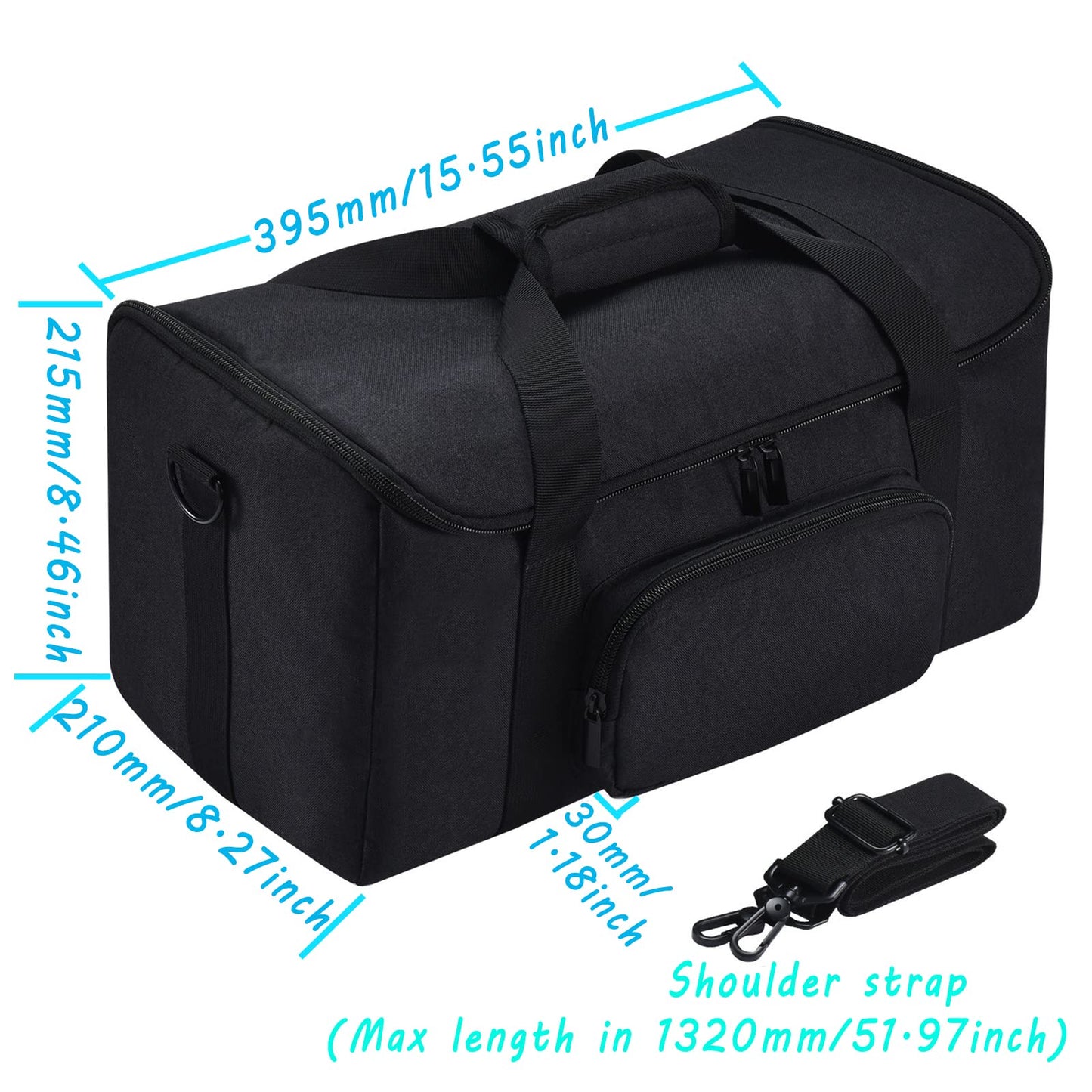Hzycwgone carrying case for Ultimate Ears HYPERBOOM portable Bluetooth speaker. Includes shoulder strap, additional storage pockets for charger, cables, phone accessories (Black).