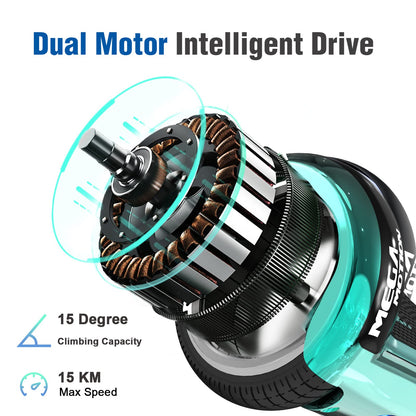 MEGA MOTION Hoverboard, 6.5 inch with Two Wheels Hoverboards for Kids with Bluetooth Speaker, Powerful Motor, LED Lights, the perfect gift for children 8 years and up.
