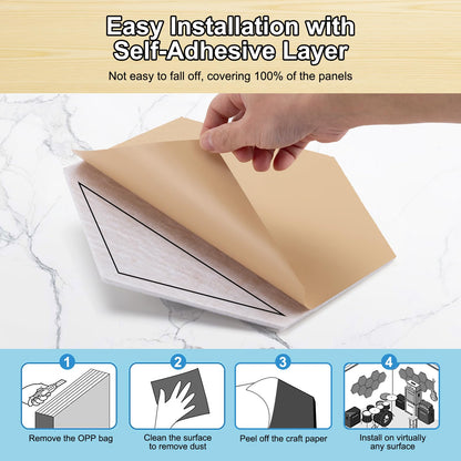Hexagon acoustic panels, 12 pieces sound absorber for recording studio, living room, gaming decor, children's room, office, walls, ceilings, doors. Self-adhesive acoustic panels, 30 x 26 x 0.9cm, beige.