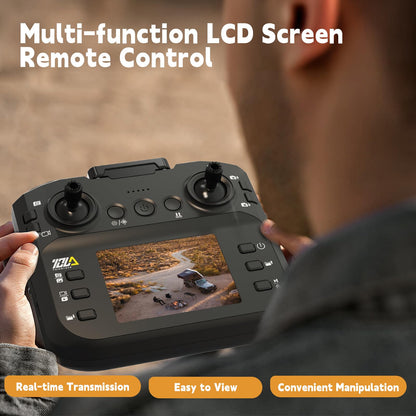 Toladrone TD12LCD Drone with Camera, Foldable RC Drone with LCD Screen Remote Control, Brushless Motor, Drone with Optical Flow Positioning, Drones for Adults, Quadcopter for Beginners
