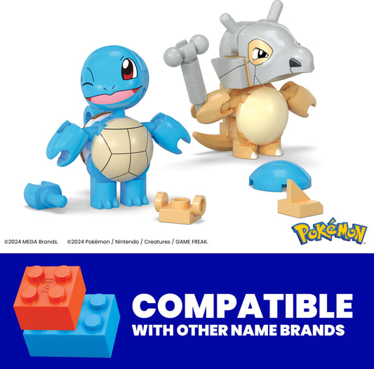 MEGA Pokémon action figure building toy set, 2-pack of Pokéballs, Squirtle and Rhyhorn with 45 pieces, for kids, HXP15