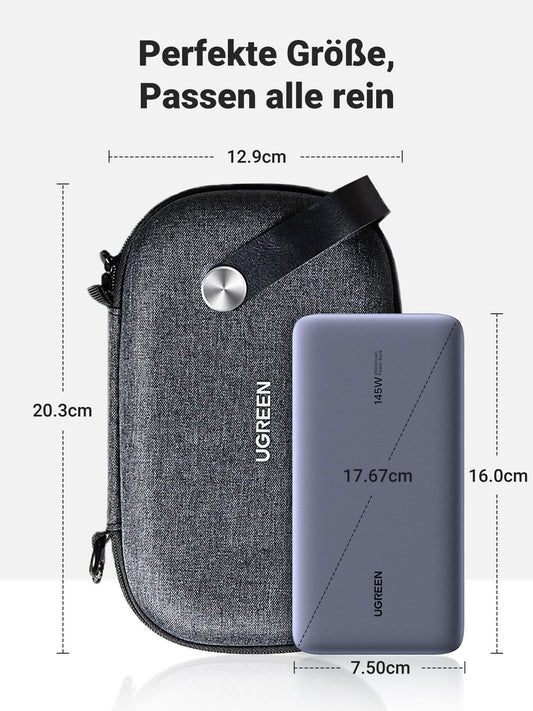 UGREEN Case Electronic Cable Bag Electronics Organizer Travel Case Pouch for chargers, hard drives, accessories, cables, USB drives, SD cards, USB hubs, camera equipment (Black)