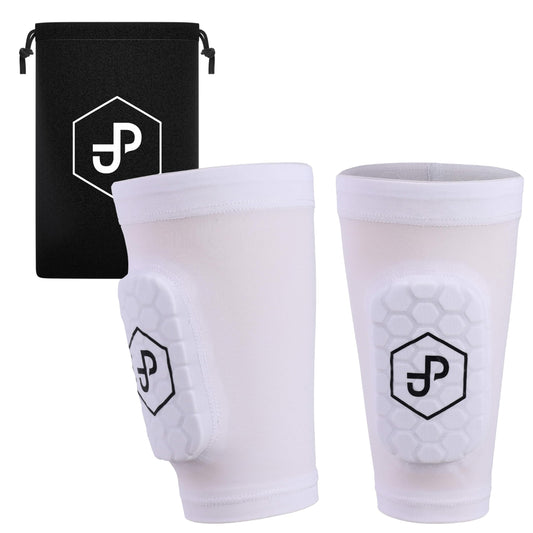 JDP Premium 3in1 Shin Guards, sock with integrated shin guards for soccer, shin guards including soccer socks, soccer shin guards, adult white shin guards.