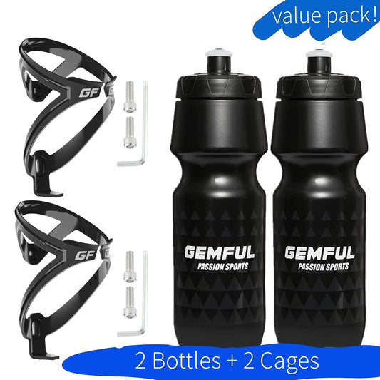 GEMFUL Drink holder for bike with 750ml BPA-free water bottle for MTB Racing Bike 4 pieces