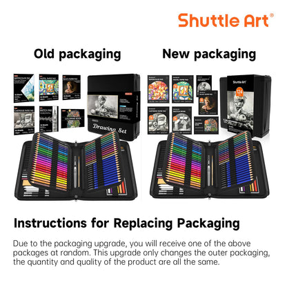 Shuttle Art 124-piece Drawing Set, Artist Kit with colored pencils, drawing pens, watercolor pencils, and graphite pencils in a pencil case, suitable for children and adults for drawing.
