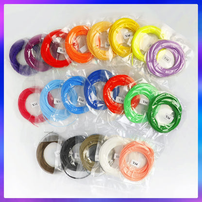 ANCHARA 3D pen filament PCL, 20 colors, 10m each - 3D pen PCL filament 1.75mm, 3D pen color set for low temperatures, 3D kids pen and 3D printing pen accessories.