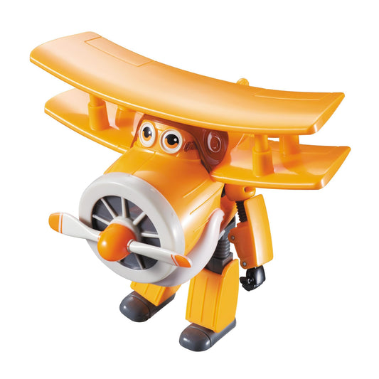 Super Wings Transforming Grand Albert toy plane and robot figure. Convertible figure and robot from the animated series. Suitable for children aged 3 years and up. 12 cm, orange.