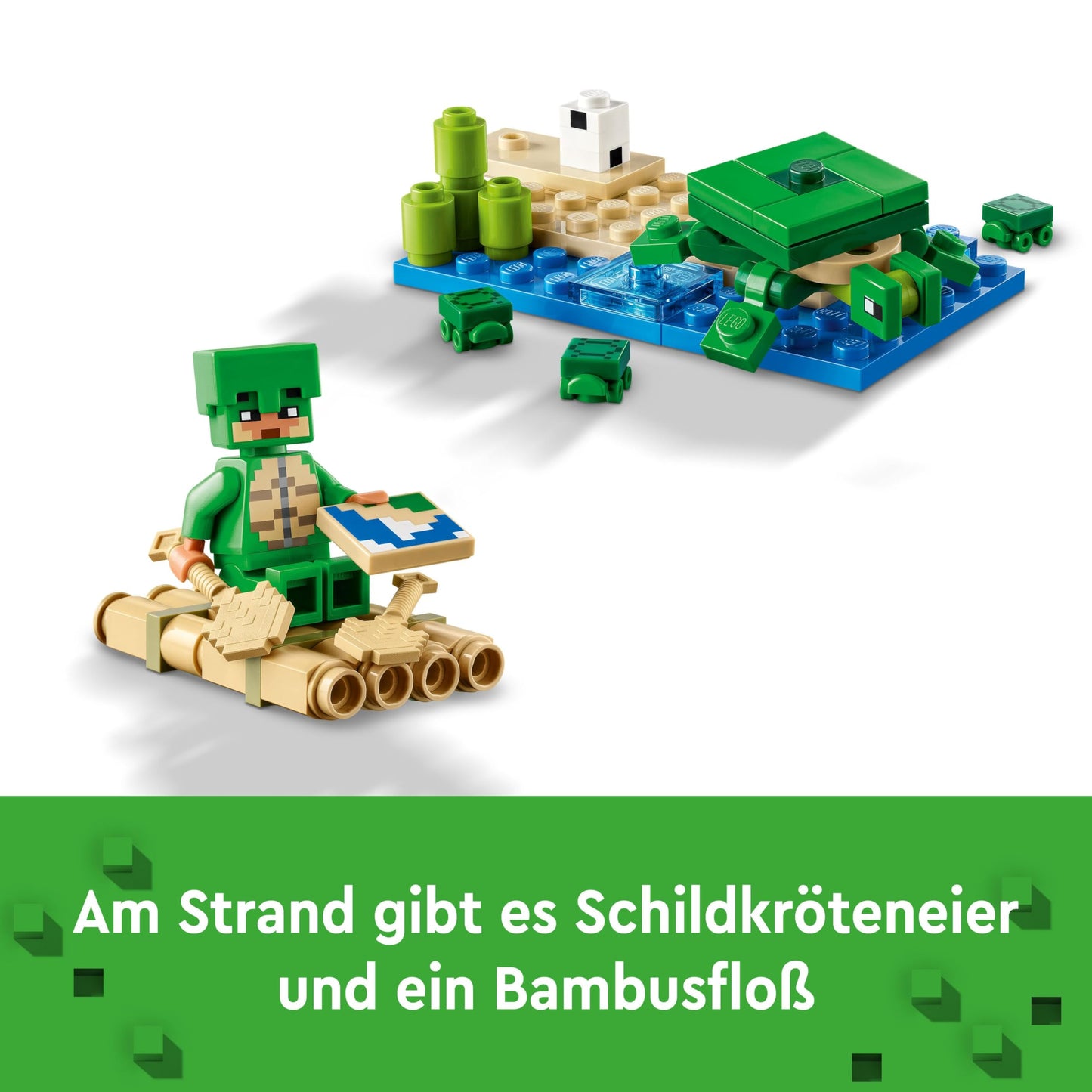 LEGO Minecraft The Turtle Beach House - Toy with animal figures & turtle figure - Playset with accessories - Crafting table, bamboo raft - Gamer gift for boys & girls aged 8+ - 21254