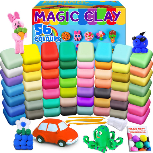 Clay set - 56 colors air-drying magic clay for kids, gift for boys and girls aged 3-12 years.