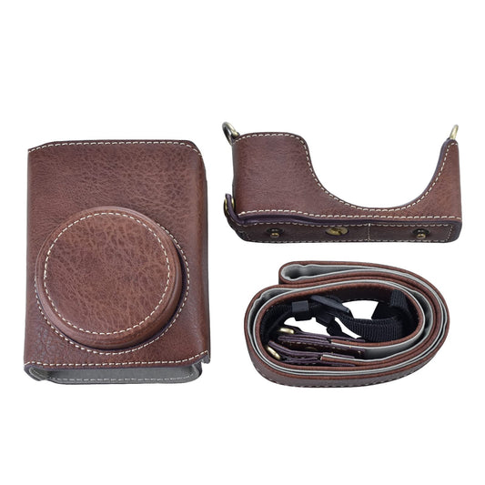 kinokoo Protective Case for GR 3/GR III/GR III X PU Leather Camera Bag for GR III/GR III X Case with Shoulder Strap - Coffee
