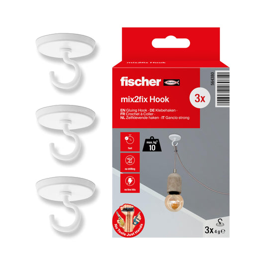 Fisherman adhesive hooks in a pack of 3, self-adhesive wall hook in white, practical hanging without drilling, suitable for bathroom and kitchen, strong adhesive hook, holds up to 10 kg.
