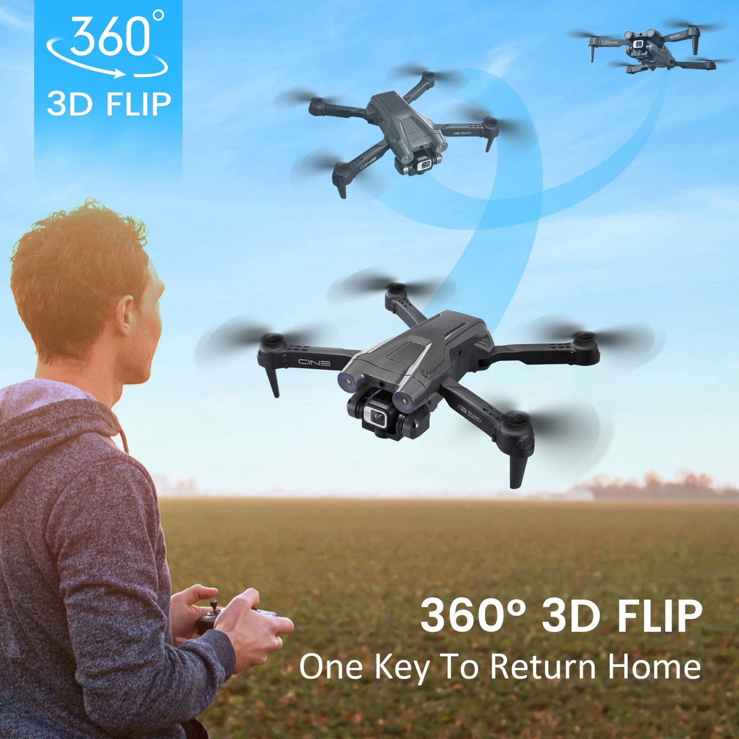 Mingfuxin Foldable Drone with Camera for Beginners, RC Quadcopter Drone with App WIFI FPV Live Video, Altitude Hold, Headless Mode, One-Key Takeoff Landing for Adults Kids