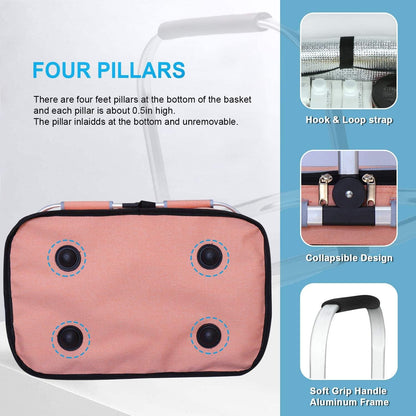 LIQINGG 35L waterproof cooler bag shopping basket large insulated cooler lunch bag thermal bag for office camping picnic travel side support stand upright collapsible (patent protection)
