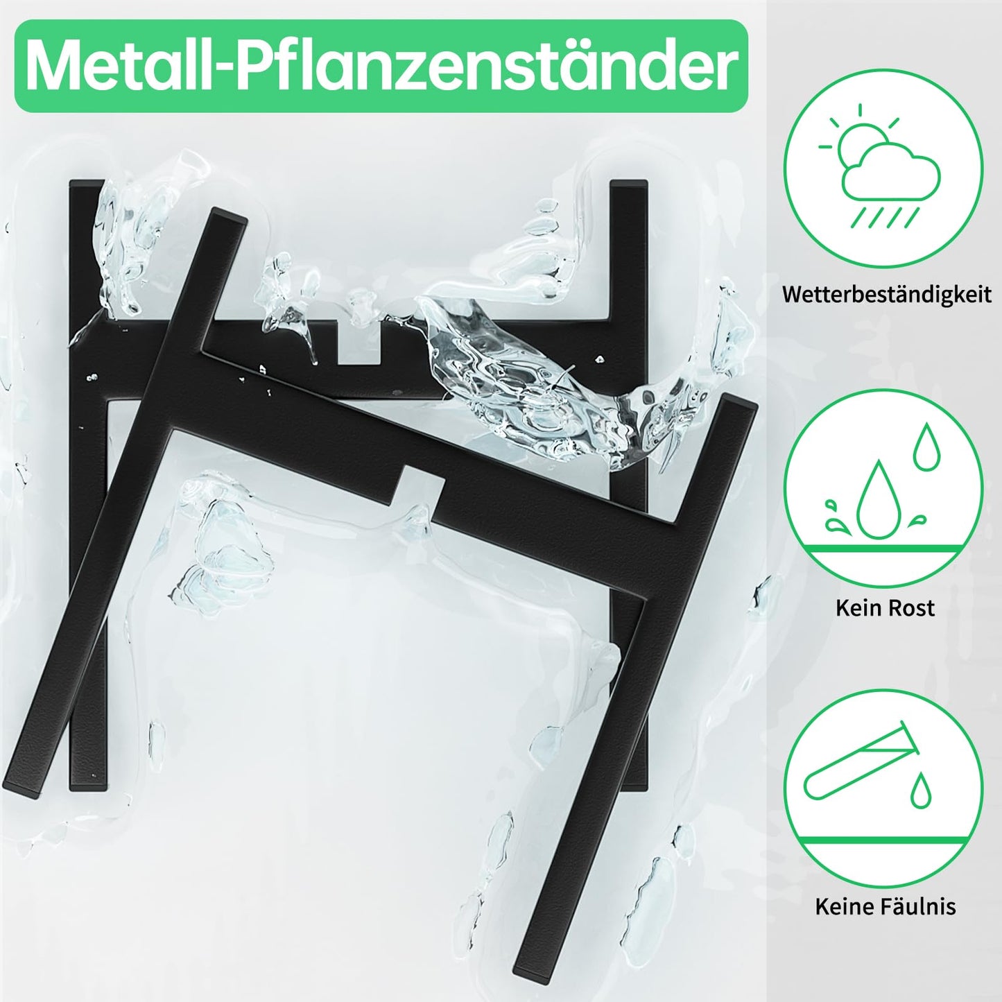 ZMTECH Flower Stand 30cm, Metal Flower Stand Black Plant Shelf 30cm Height for Indoor Outdoor Bedroom Corner Patio